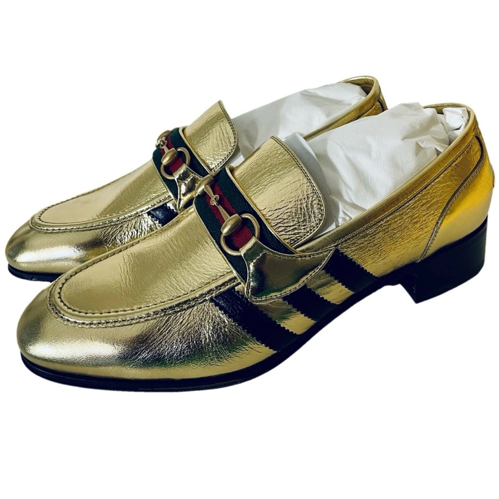 Gucci adidas  Gold Loafers size 8UK